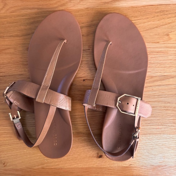 Cole Haan Francine Demi Wedge Leather Sandal in "Pecan" Size 8 - Picture 3 of 11